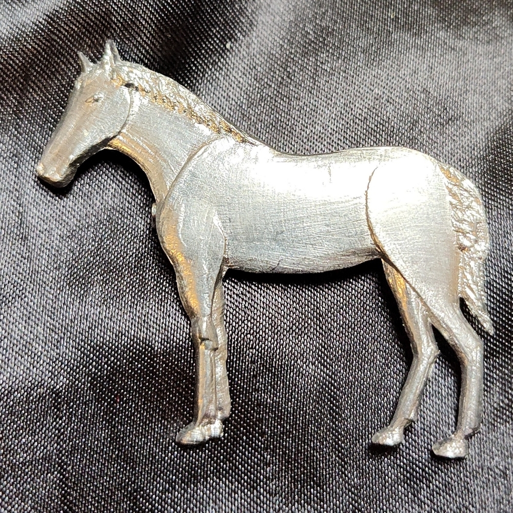 Vintage Gorgeous Silver (?) Horse Brooch